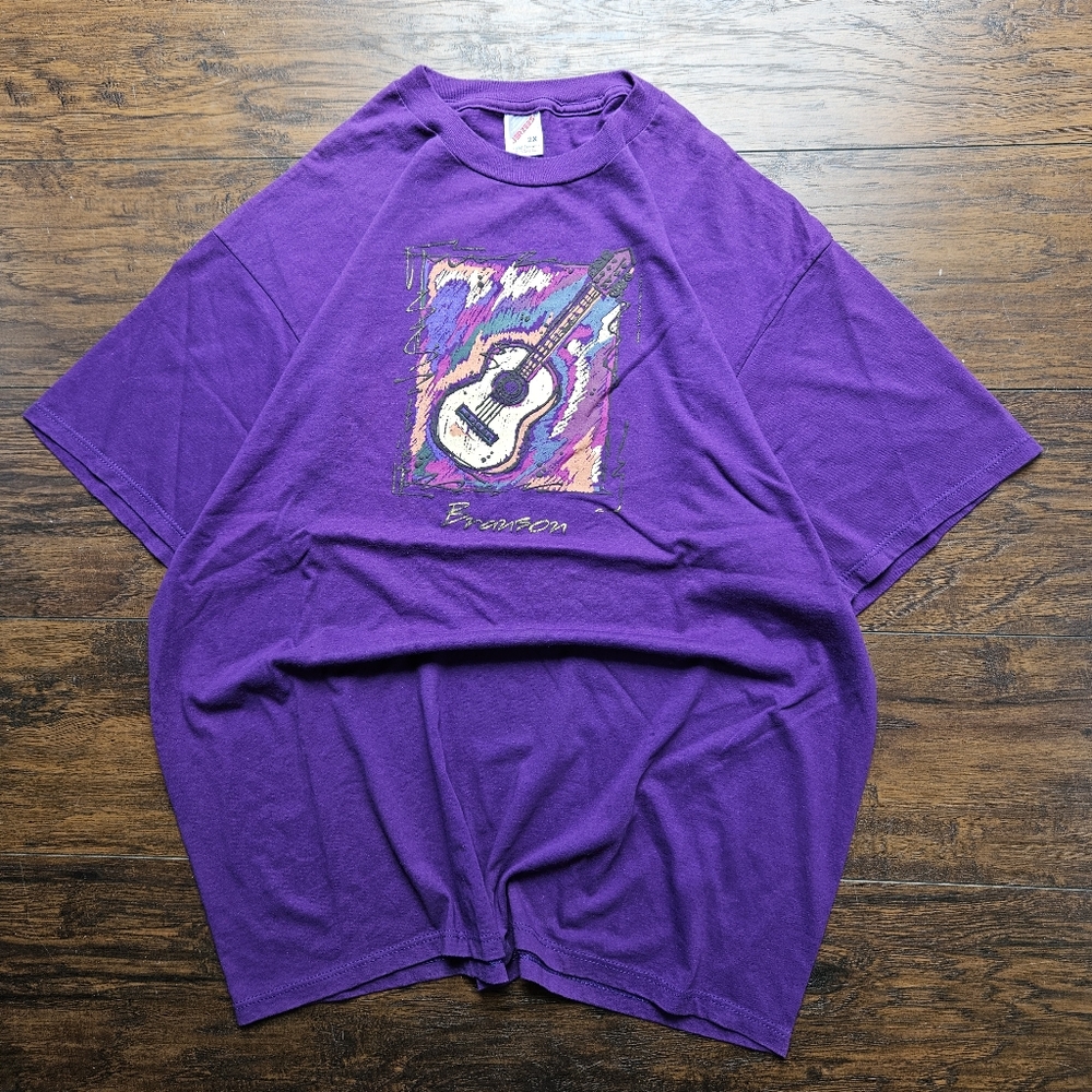 Vintage 90s Purple Branson Guitar Graphic Souvenir Tee Size 2X